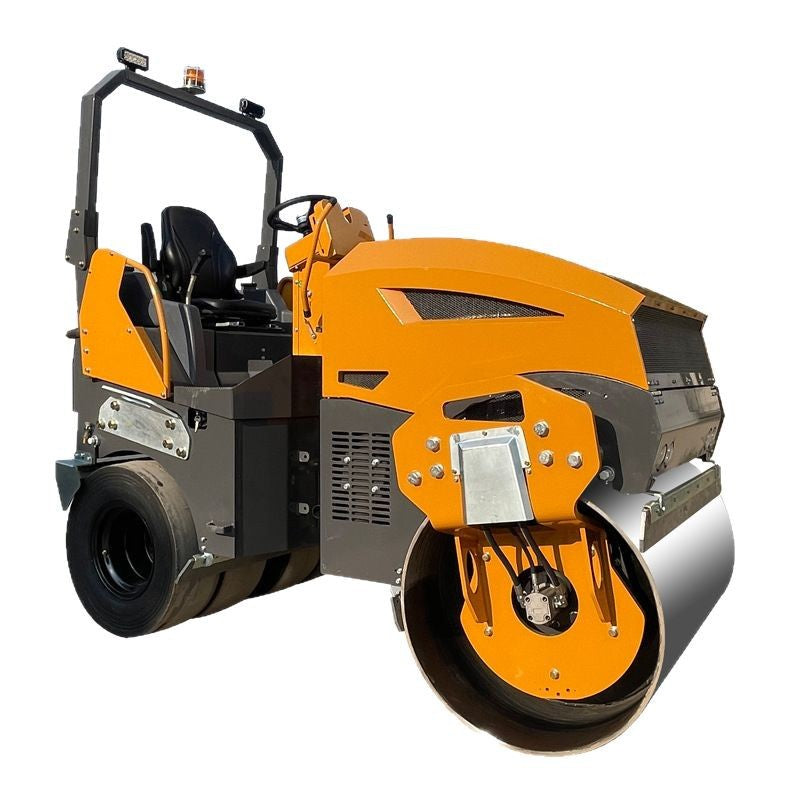 5 tons front steel rear glue driving type small road roller, imported four-cylinder water-cooled power fully hydraulic drive