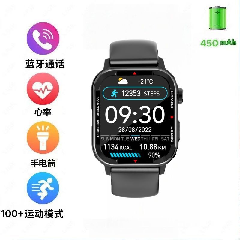 Professional-grade, rugged outdoor smartwatch with bluetooth connectivity, waterproof design, and health monitoring features, perfect for hiking, swimming, and other outdoor activities
