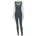 European and american style foreign trade black and white polka dot women's slim-fit printed sporty jumpsuit - figure-flattering wrap-bust trendy bodysuit