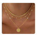 Brass real gold plated european and american cross-border hot selling minimalist twisted circle pendant fashion necklace for women - three layers