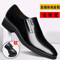 Men's leather shoes - business casual, formal, soft sole, non-slip, slip-on, lazy shoes, middle-aged and elderly dad shoes - black