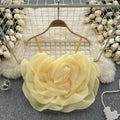 Niche style resort style organza stereo flower camisole women's summernew arrival chic chic easiest for match short tops
