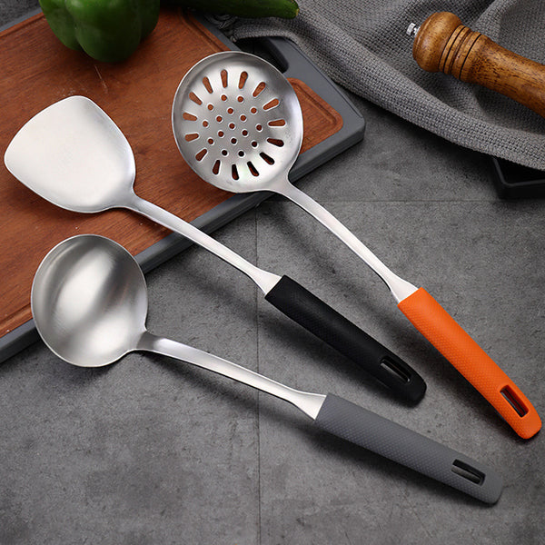 Customized stainless steel spatula, kitchen tools, household cooking kitchenware set, anti-scalding and heat insulation handle, stir-fried spoon wholesale