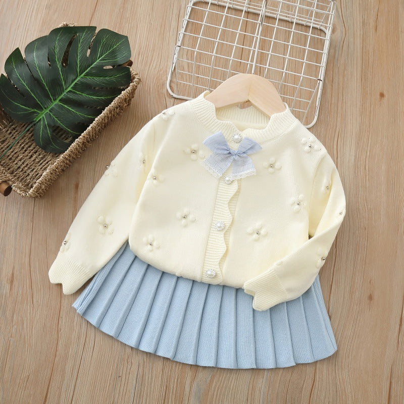 Girls' cardigan set - new autumn  collection: adorable girls' sweater and skirt set