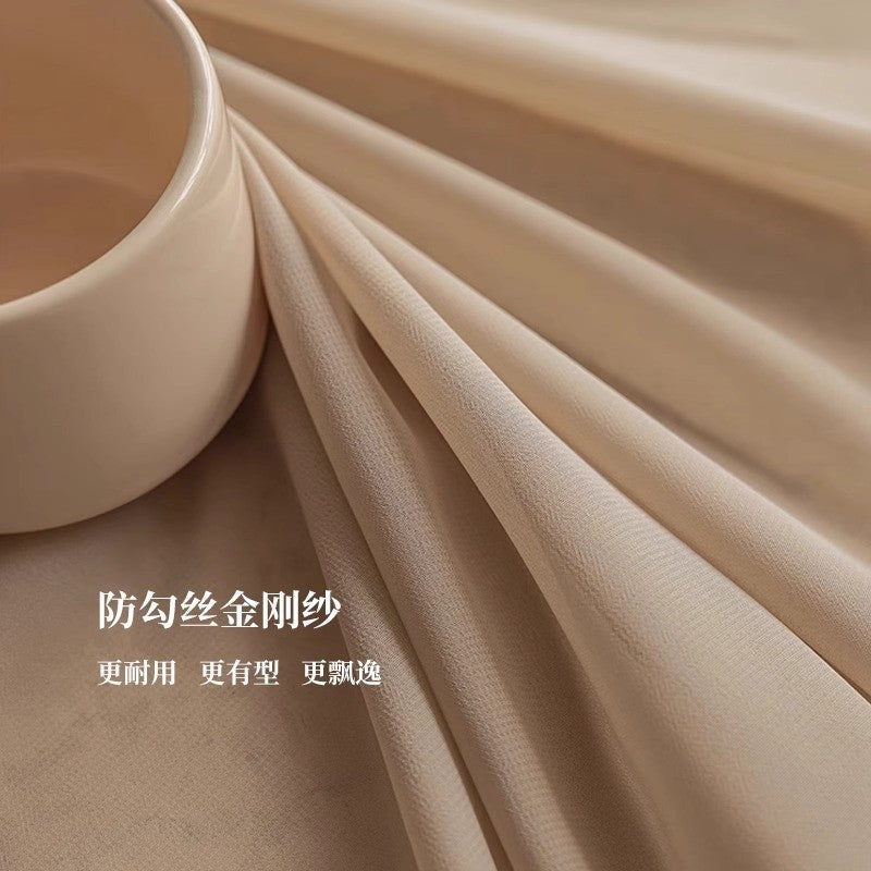 Diamond yarn milk tea light coffee all-in-one yarn curtain gauze classy sense yarn curtain translucent semi-transparent shaoxing keqiao curtain