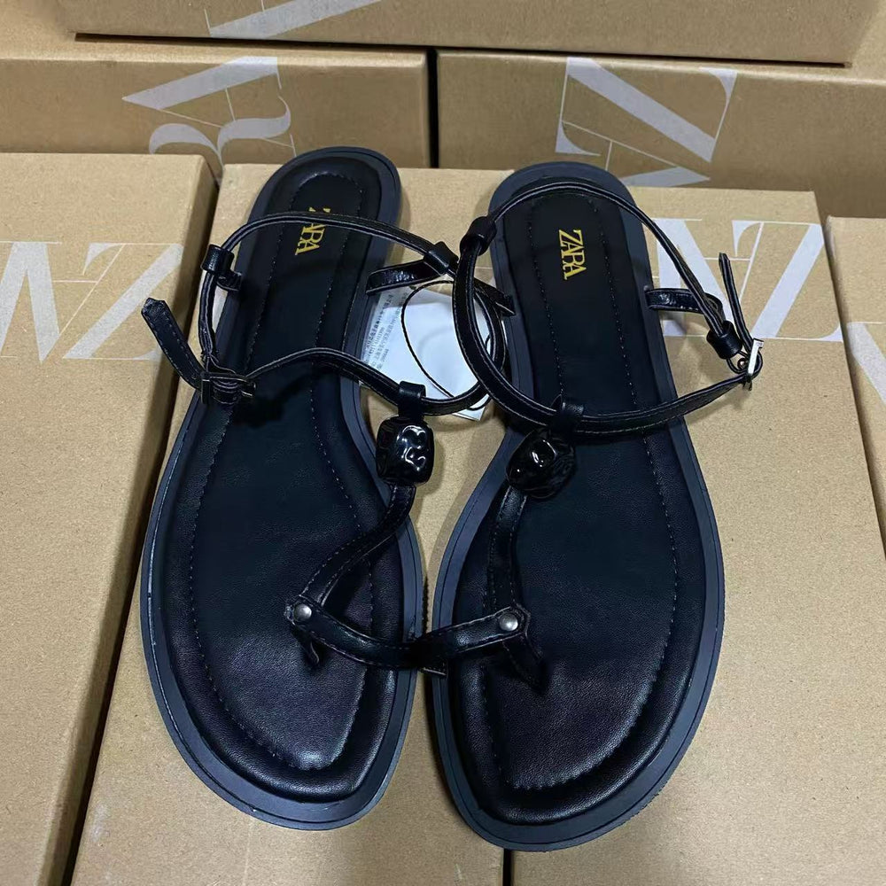 Za2025 spring new arrivals: versatile black and white round-toe flats, heels, and peep-toe sandals with ankle strap