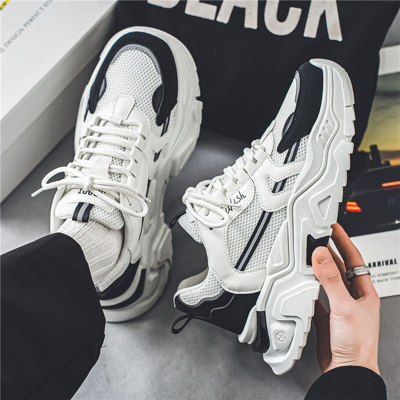 Men's winter breathable 2025 new trendy versatile youth sports casual chunky sole height increasing white dad shoes