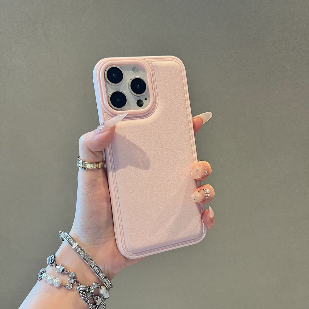 Suitable for apple 17promax chanel drum bag protective cover pure color leather texture iphone16 soft touch mobile phone case