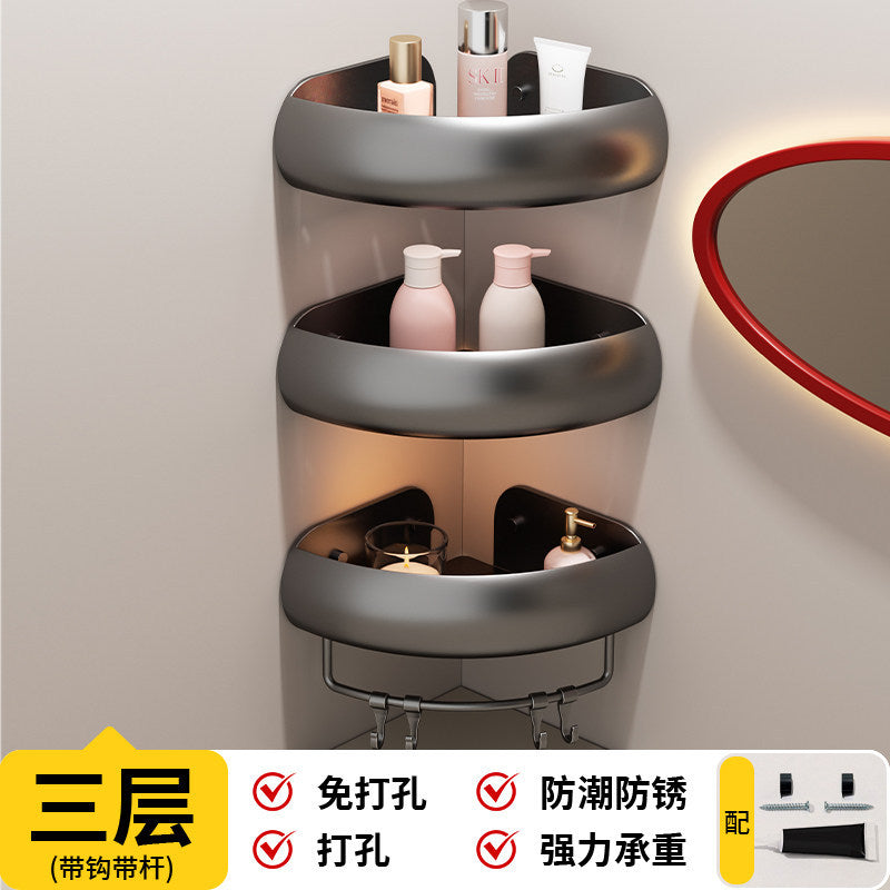 High-style bathroom storage rack, no-drill installation, bathroom triangle basket, toilet vanity wall-mounted organizer, corner shelf