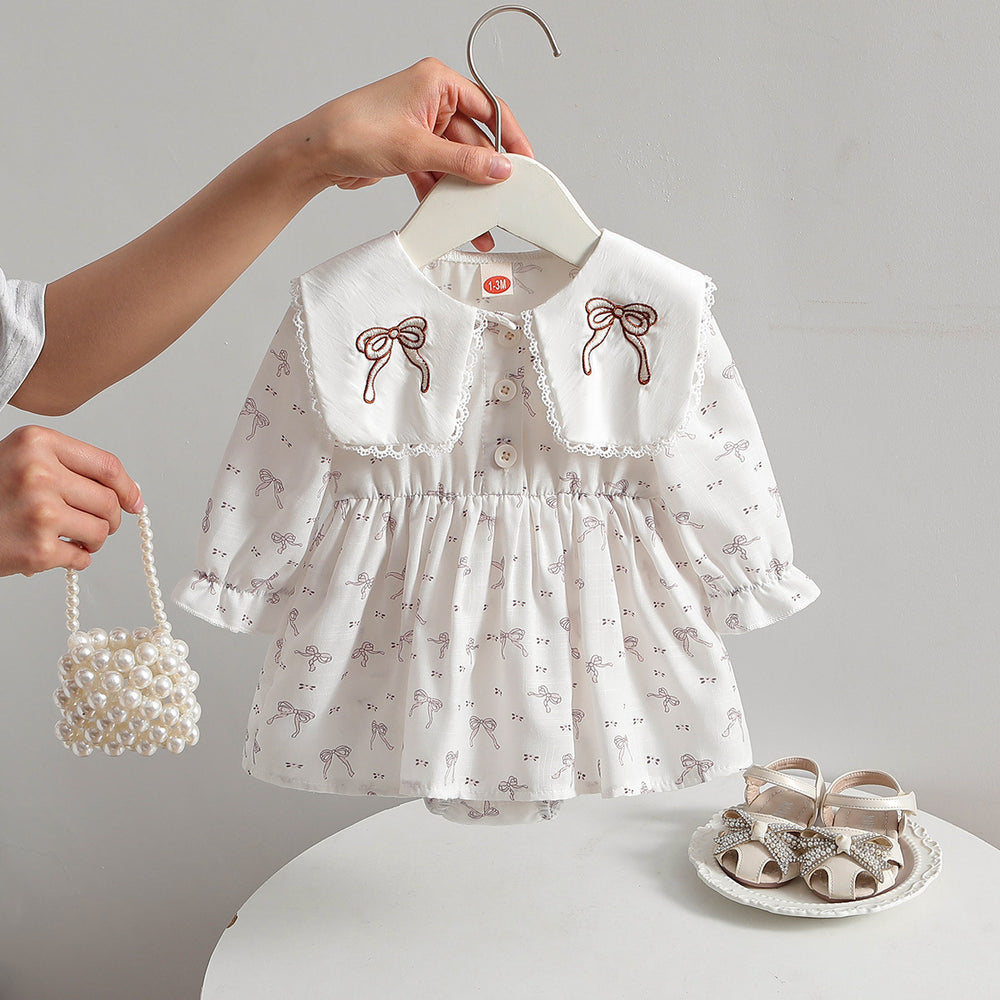cross-border exclusive: sweet bow embroidered baby romper - triangle bodysuit/hoodie