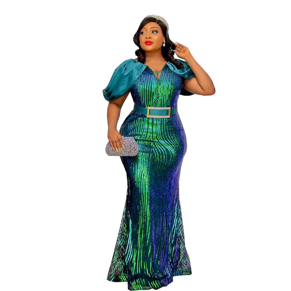 Export african fashion evening dress long skirt mermaid skirt sequin long skirt evening party socialite dress