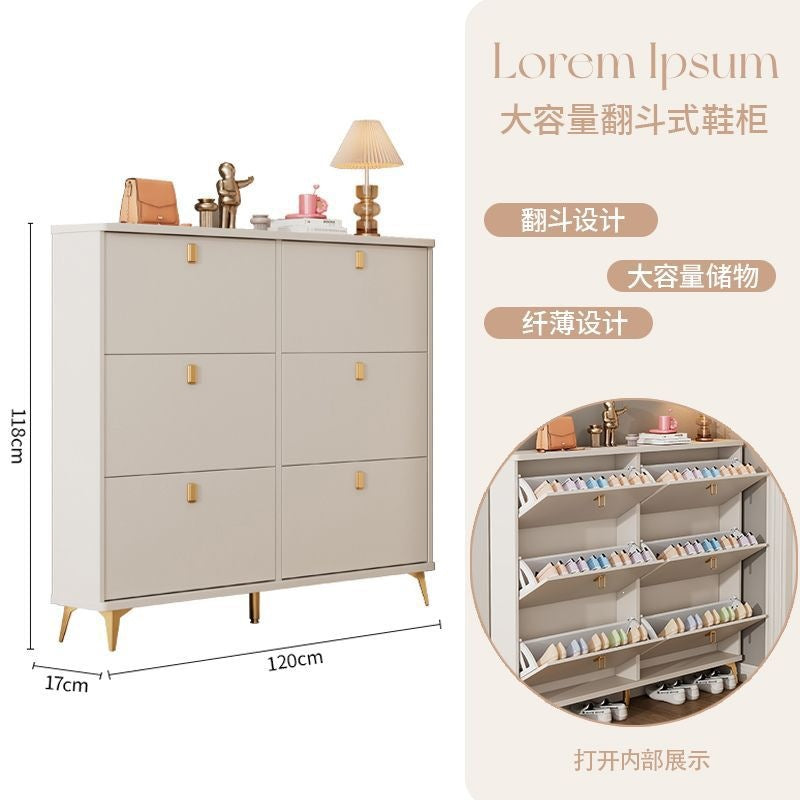 Tipping shoe cabinet solid wood for home door new arrival large capacity entrance cabinet small narrow shoe rack