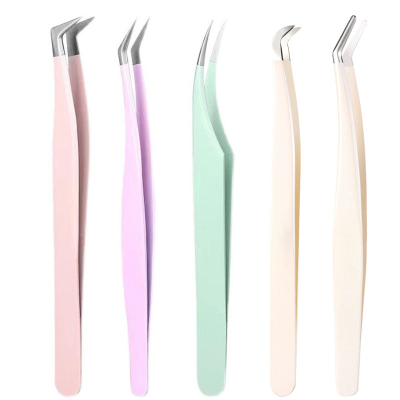 High-precision stainless steel eyelash tweezers for false eyelash application - beginner-friendly gold feather tweezers for lash artists