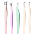 High-precision stainless steel eyelash tweezers for false eyelash application - beginner-friendly gold feather tweezers for lash artists