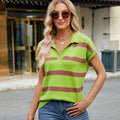 Fashion cross-border export women's clothing  independent station lapel casual stripesd sweater vest vest sweater