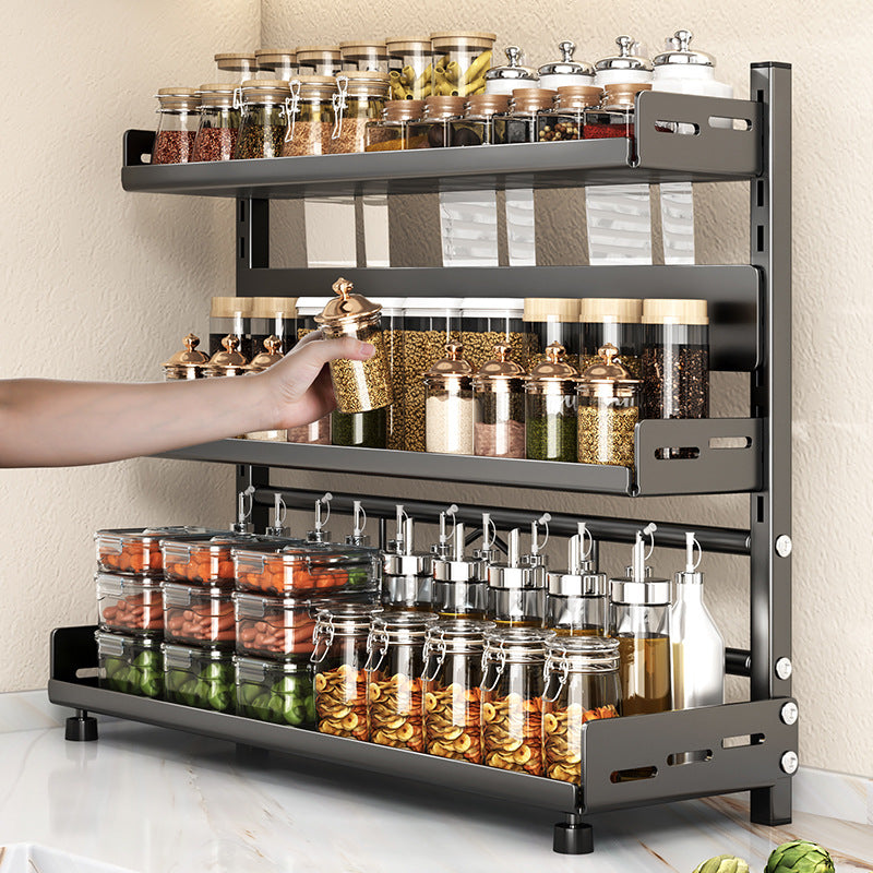 Seasoning rack Kitchen storage supplies Household knife holder Seasoning countertop Multi-layer large-capacity seasoning bottle storage