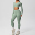 Ready-to-ship, solid-color, double-sided nylon brushed fabric, barely-there feel, form-fitting activewear yoga set for running and fitness, two-piece