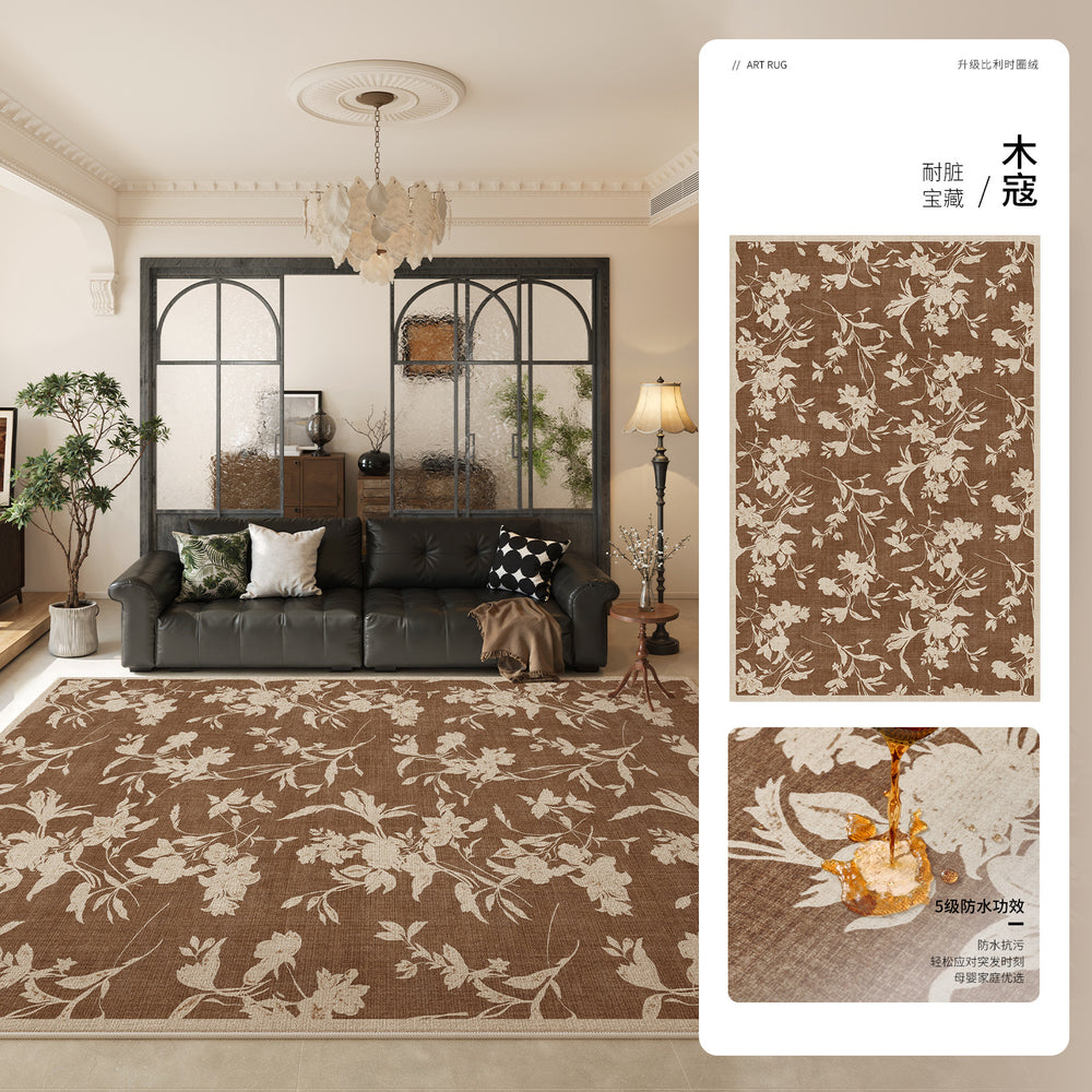 Carpet living room retro style waterproof anti-fouling sofa coffee table mat medieval stain-resistant bedroom large area full bed blanket