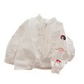 spring/autumn new arrival: pure cotton girls' blouse - baby girl doll shirt with embroidered cartoon design - sweet and trendy for little girls