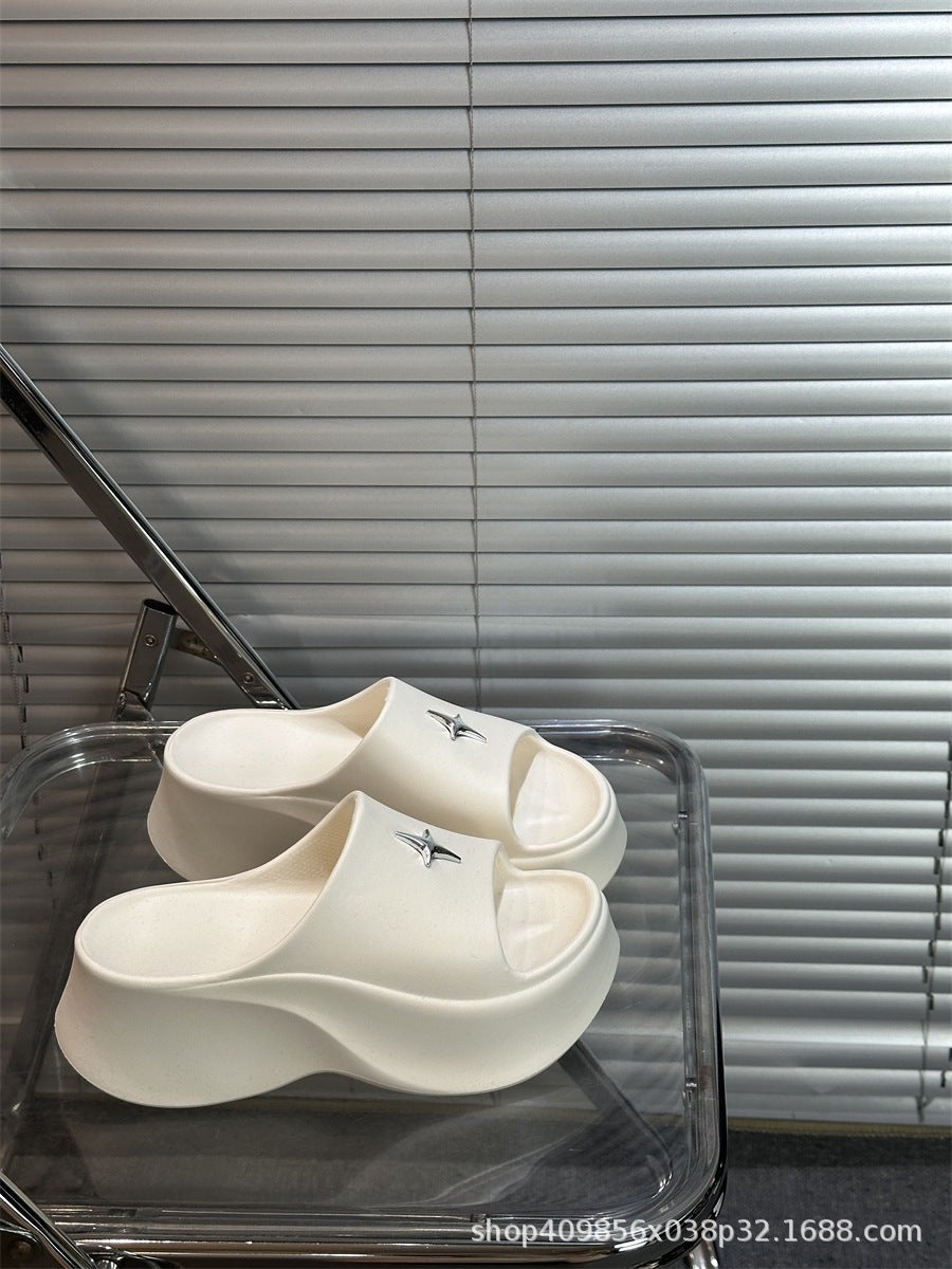 Thick sole slippers for women outwear summer 2026new arrival travel summer one-line sandals slippers for students to increase height