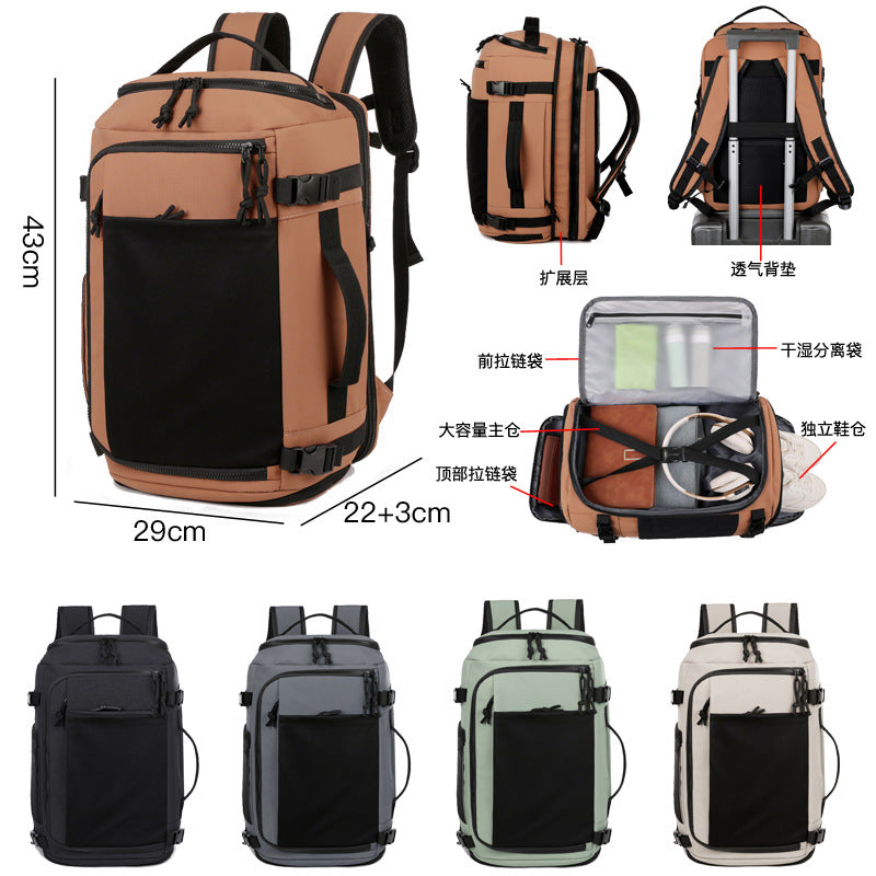 Large capacity travel backpack new outdoor independent shoe compartment camping mountaineering bag dry and wet separation portable fishing bag