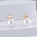 Copper plated real gold earrings for women four prongs single diamond sweet pearl hong kong style small elegant earrings accessible luxuryniche style earrings