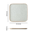 Vintage rustic ceramic steak plate - unique square plate with rim for home, restaurant, hotel, and dessert presentation
