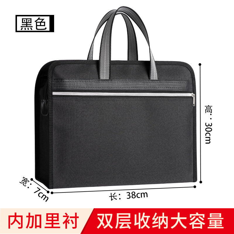 Oxford cloth a4 zipper file folder - men's office document bag, waterproof, large capacity briefcase with custom printing