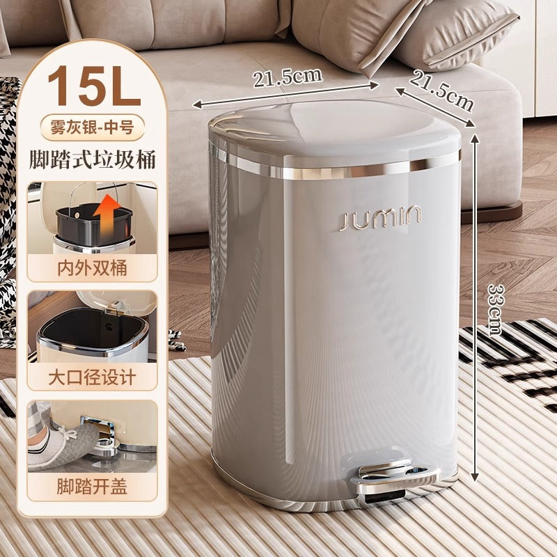 Luxury trash can - large, step-on, lidged - perfect for home, living room, kitchen, bedroom, and bathroom. plastic storage bin