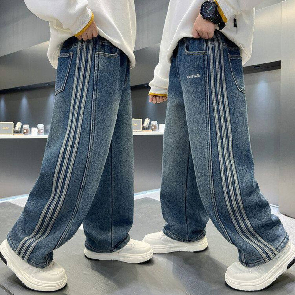 Boys' spring/autumn jeans -  new collection - mid-to-large size, relaxed fit, versatile classic soft denim pants, trendy kids' trousers