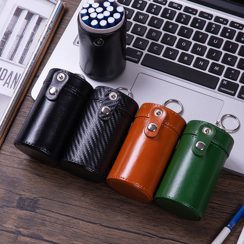 Cigarette box 20 pcs storage box handmade microfiber leather cigarette bag handmade cigarette storage bag cylindrical cigarette case