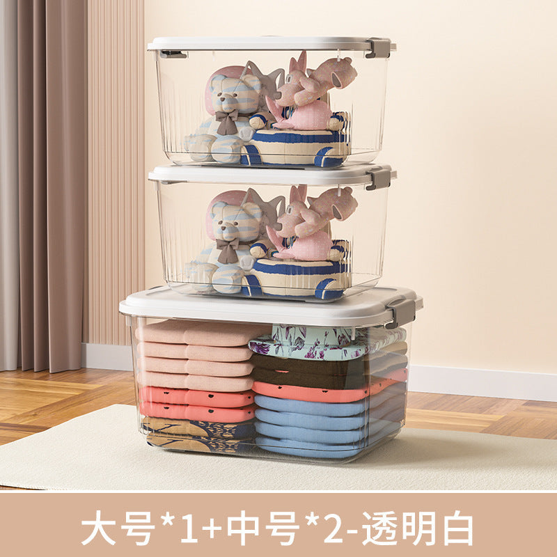 Household acrylic transparent storage box with lid, clothes storage box, household quilt sundries finishing basket wholesale