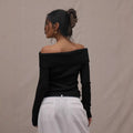 off-the-shoulder knit top: a chic and flattering short sleeve top for women - perfect for autumn