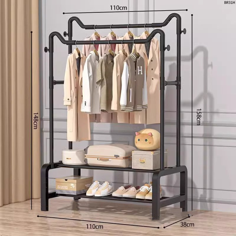 Clothes drying rack floor-standing for home bedroom hanging clothes foldable simple indoor dormitory movable storage rack for drying clothes and hats