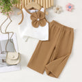 Kids clothing cross-border exclusive for european and american girls new arrival children's white vest + brown pants children's clothing