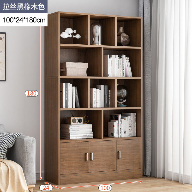 Simple bookshelf floor-to-ceiling against the wall, living room shelf layered storage rack, storage cabinet integrated, simple household bookcase