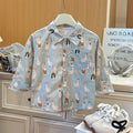Boys' long-sleeve shirt - spring/autumn style - cartoon print - all-over print - casual cardigan - new suit collar top - outerwear