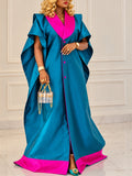 Autumn new arrival party african dress ethnic formal gown color block satin designer robe bubudresses