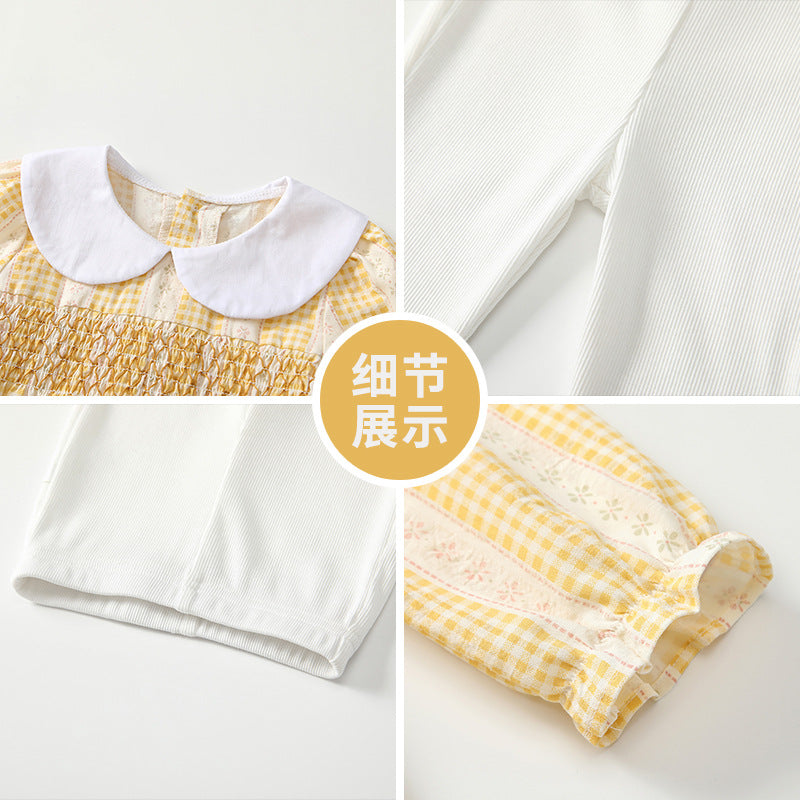 Girls' autumn outfit set  new style baby girl clothes long sleeve two-piece set infant and toddler chic spring and autumn children's clothing