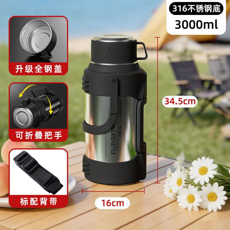 316 stainless steel large capacity collapsible handle thermos kettle - outdoor, car, portable water bottle - travel kettle wholesale with custom logo
