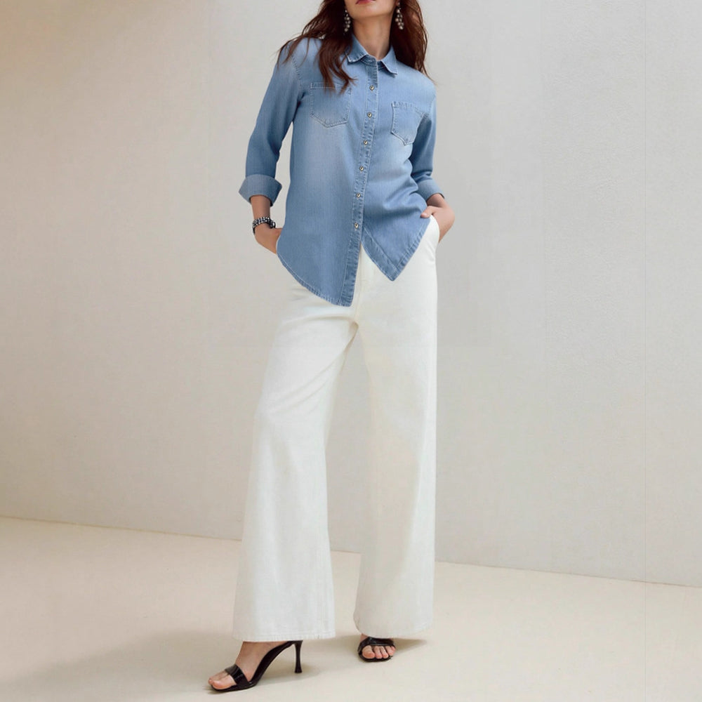 306 in stock yt268 cross-border fashionable casual loose single-breasted denim shirt jacket for  us & europe