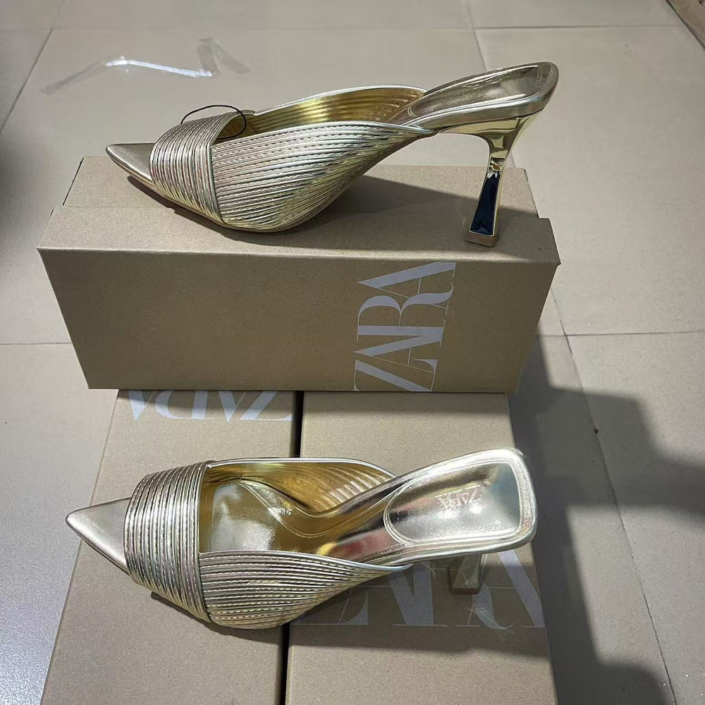 Za2024summernew arrival high heels fish mouth back leak classic fashionoutwear women's shoes