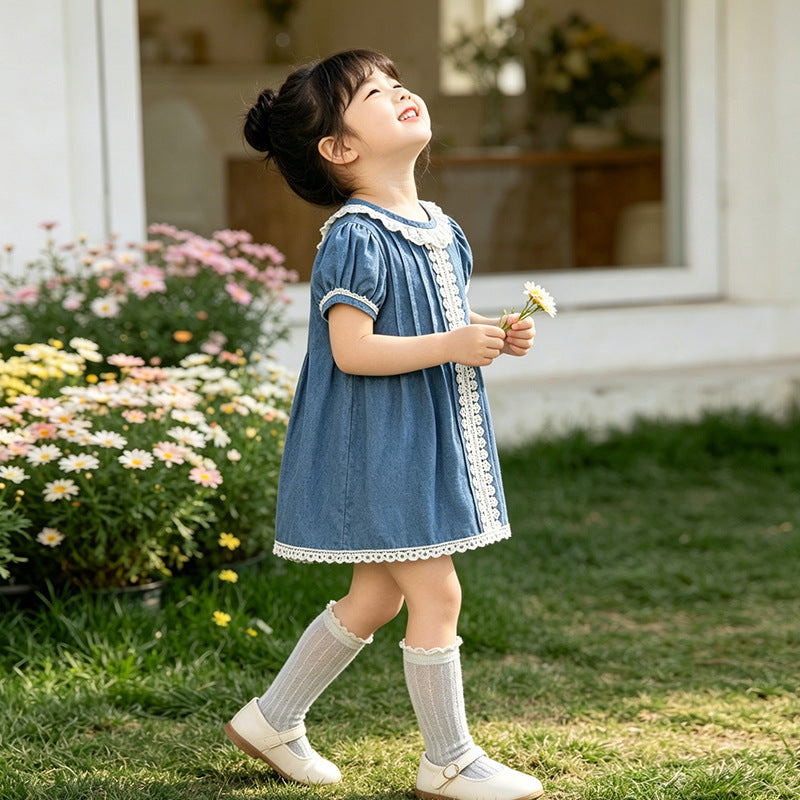 Summer girls' dresses  new korean style baby princess dress thin lace girl's dress summer outfit