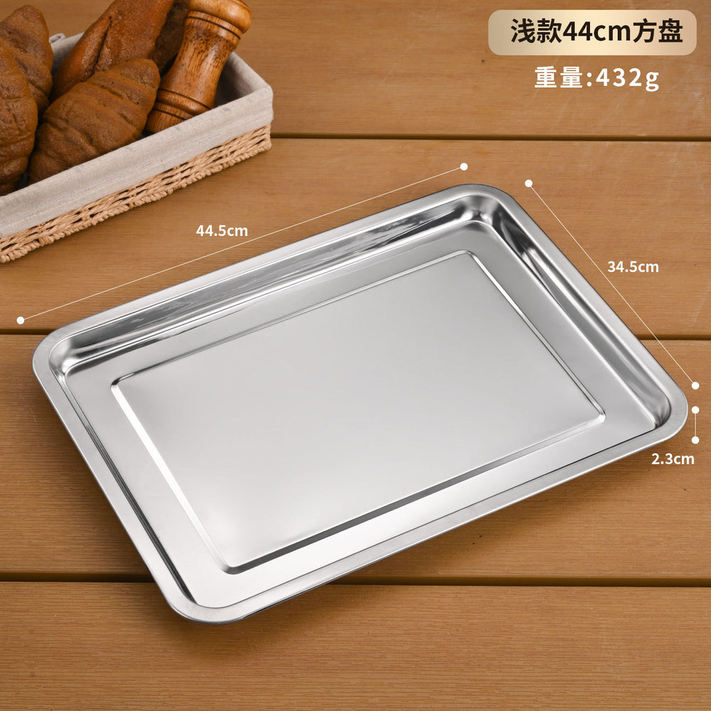Stainless steel commercial catering tray - rectangular serving tray, flat base plate, food prep tray, display tray, steaming tray, bbq & dumpling tray