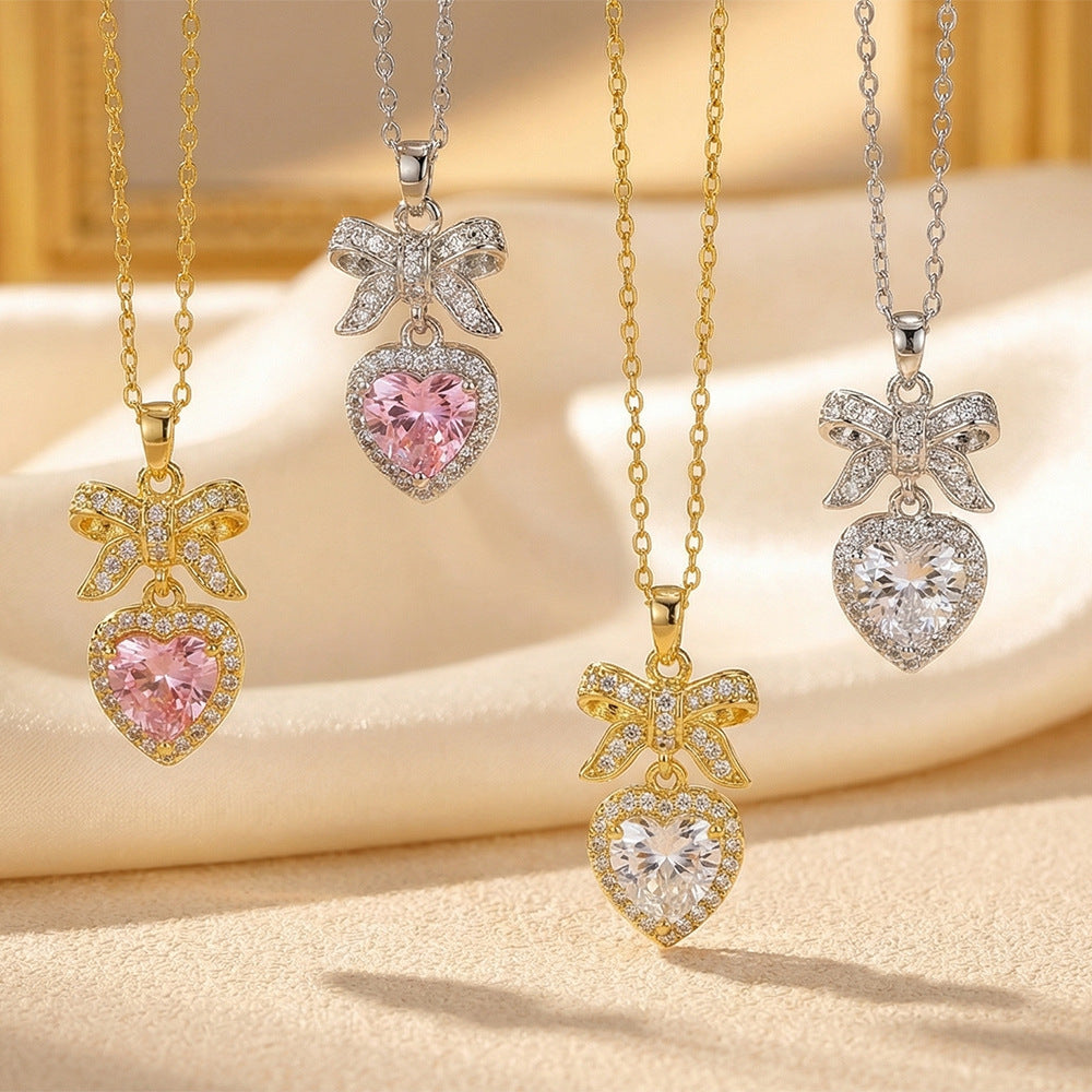 Popular hot-selling zirconium-inlaid classy necklace, accessible luxury, niche women's versatile elegant, simple, non-fading clavicle chain jewelry