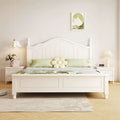Nordic white cream solid wood bed - modern minimalist 1.8m double bed for master bedroom, 1.2m single bed with storage, wedding bed