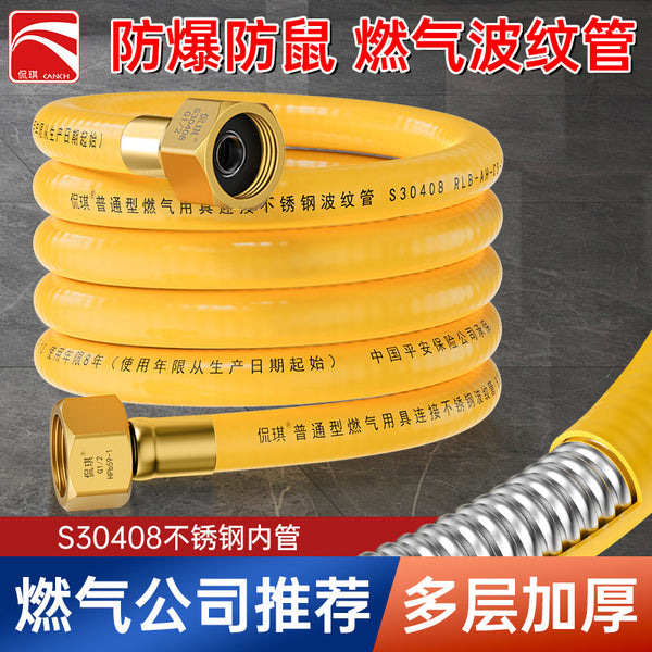 Stainless steel corrugated gas pipe, natural gas hose, water heater, pipeline, special pipe for natural gas stove, explosion-proof gas