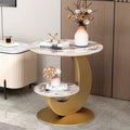 Accessible luxury slate sofa side table casual modern double-layer corner table small round table creative balcony coffee table bedside table round table