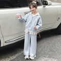 Girls' super cute korean style outerwear autumn collection  new girls' spring and autumn chic sweatshirt set sporty two-piece outfit