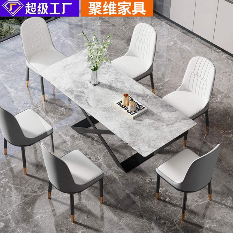 Customizable italian minimalist rock slab dining table - rotating, extendable, space-saving rectangular table for home use
